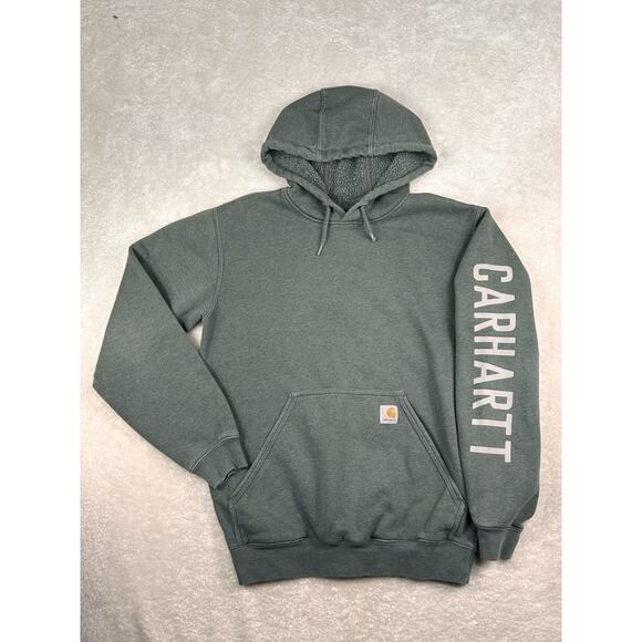 Carhartt Other - Carhartt Hoodie Loose Fit Mens Sz small Green Spell Out Logo 104900 354 Workwear